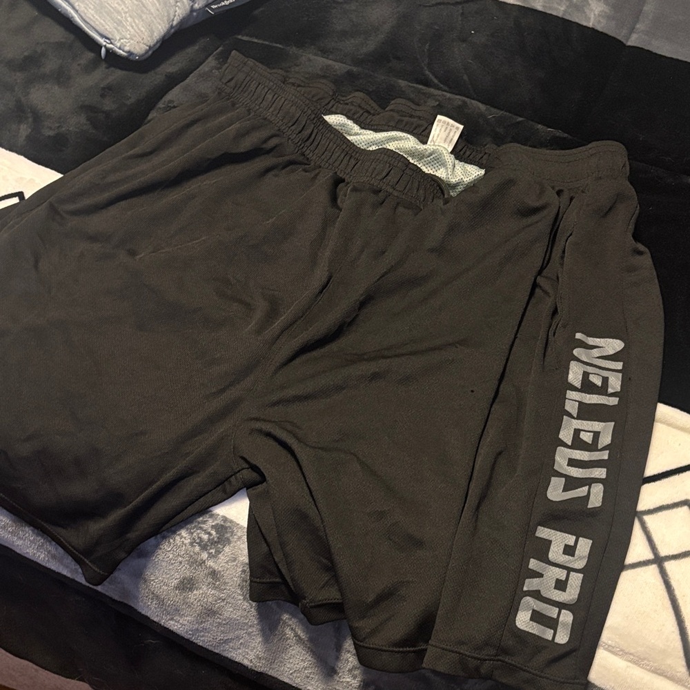 Neleus Pro Men's Black Athletic Shorts